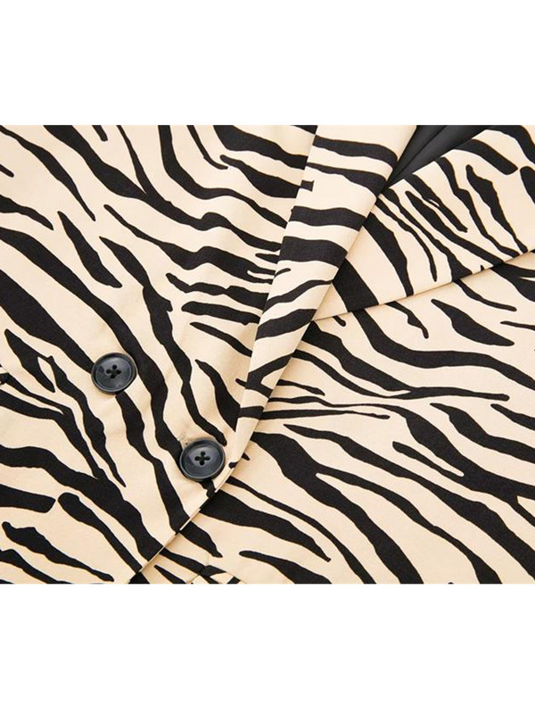 TRAF Nou 2022 de primăvară pentru femei cu imprimeu leopard Blazer costume ținute birou ținute zebra dungi jachetă + pantalon mânecă lungă îmbrăcăminte la modă