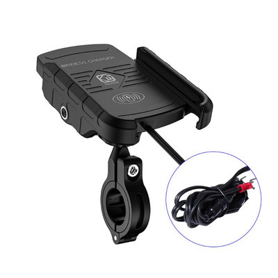 Vízálló 12V-os motorkerékpáros telefon Qi gyorstöltő vezeték nélküli töltőtartó konzol Tartóra szerelhető állvány iPhone Xs MAX XR X 8 Samsung Hu