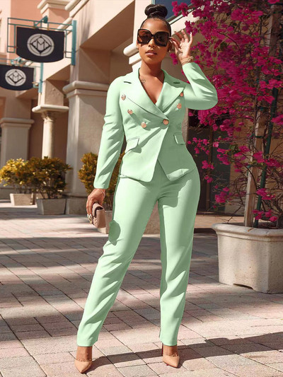 Blazer pentru femei 2022, toamnă, iarnă, haină cu mâneci lungi, cu mâneci lungi, pantaloni, haine de afaceri hipster, trening din două piese