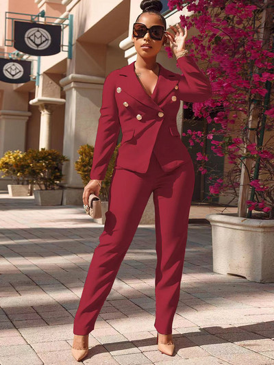 Blazer pentru femei 2022, toamnă, iarnă, haină cu mâneci lungi, cu mâneci lungi, pantaloni, haine de afaceri hipster, trening din două piese