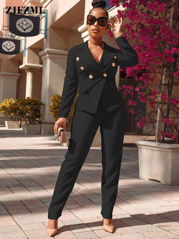 Blazer pentru femei 2022, toamnă, iarnă, haină cu mâneci lungi, cu mâneci lungi, pantaloni, haine de afaceri hipster, trening din două piese