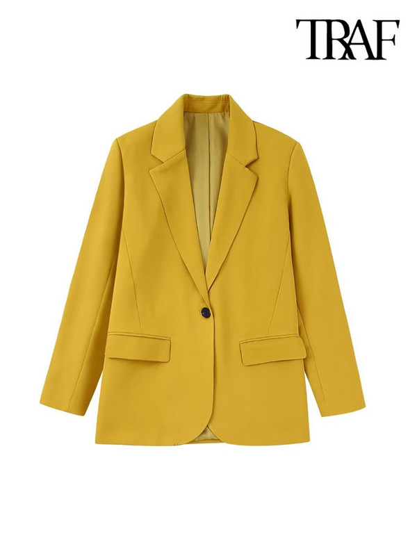 TRAF Γυναικεία Μόδα παλτό σακάκι με κουμπιά και ψηλόμεσο φερμουάρ Fly παντελόνι Γυναικείο σετ δύο τεμαχίων Mujer