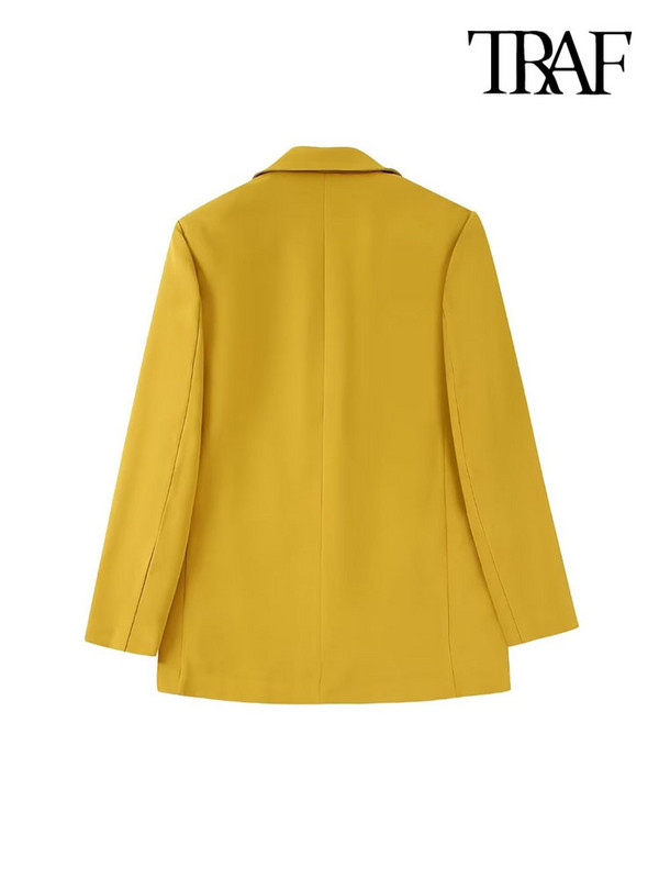 TRAF Γυναικεία Μόδα παλτό σακάκι με κουμπιά και ψηλόμεσο φερμουάρ Fly παντελόνι Γυναικείο σετ δύο τεμαχίων Mujer