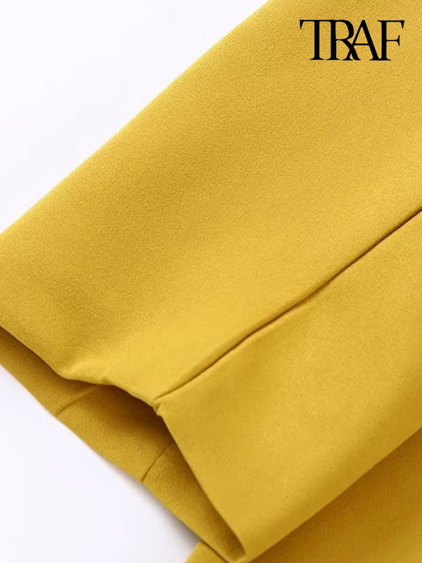 TRAF Γυναικεία Μόδα παλτό σακάκι με κουμπιά και ψηλόμεσο φερμουάρ Fly παντελόνι Γυναικείο σετ δύο τεμαχίων Mujer