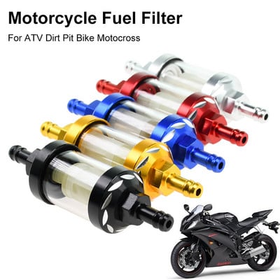 8 mm/0,31" CNC alumiiniumsulamist klaasist mootorratta gaas, bensiin, õlifilter Moto-tarvikud ATV Dirt Pit Bike motokrossi jaoks