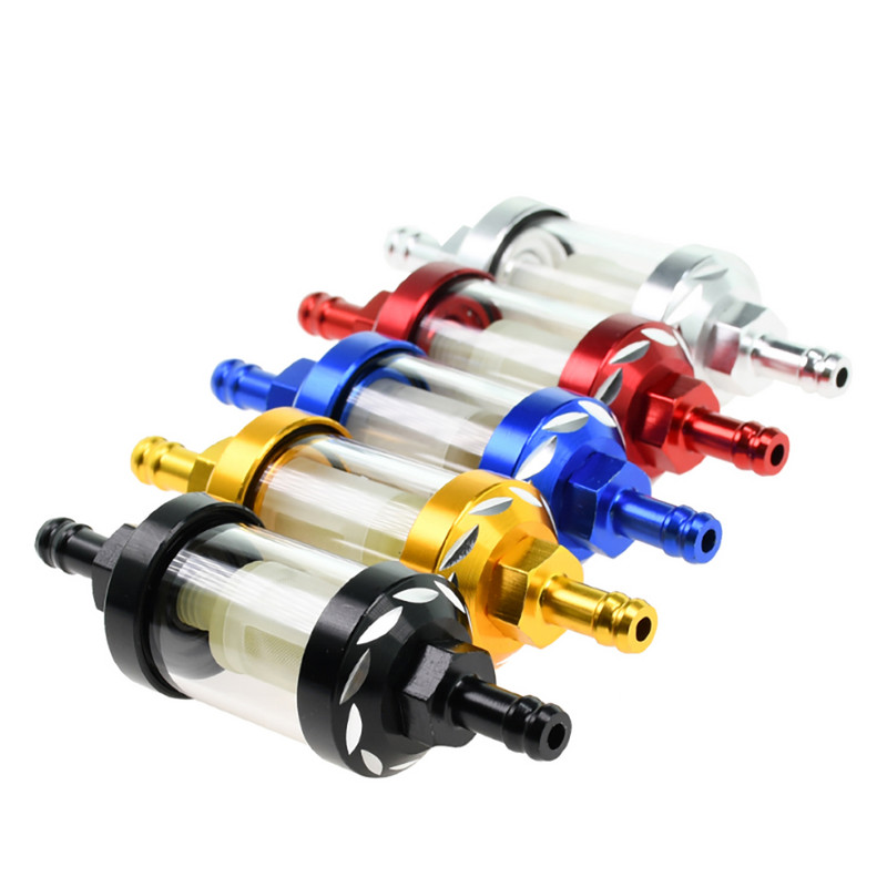 8mm/0,31" CNC κράμα αλουμινίου γυαλί μοτοσικλέτας καυσίμου καυσίμου βενζίνης Φίλτρο μοτοσικλέτας για ATV Dirt Pit Bike Motocross