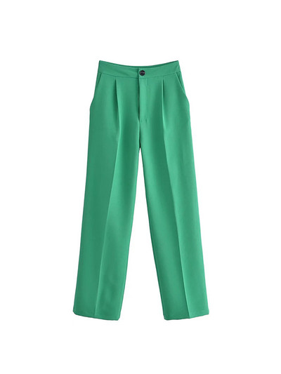 Άνοιξη 2022 Γυναικεία Παντελόνια Πράσινα Παντελόνια Κοστούμια Blazer Suits Balzer Straight Παντελόνια Γυναικεία OL Style Pink Blazer Set Solid κοστούμι