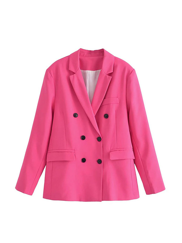 Άνοιξη 2022 Γυναικεία Παντελόνια Πράσινα Παντελόνια Κοστούμια Blazer Suits Balzer Straight Παντελόνια Γυναικεία OL Style Pink Blazer Set Solid κοστούμι