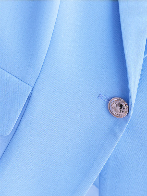 Καλοκαιρινό Παντελόνι Γυναικείο Κοστούμι 2022 Κομψό Γυναικείο Σετ 2 τεμαχίων Μπλέιζερ Παντελόνια Σετ Μπλε διαφανές μανίκι θηλυκό κοστούμι