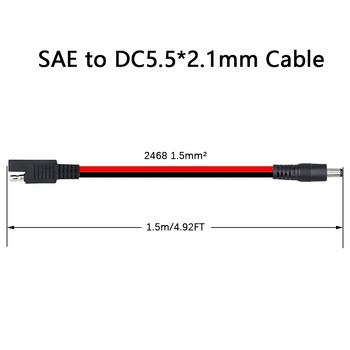 SAE Plug to DC 5,5mm x 2,1mm Αρσενικά καλώδια με SAE Polarity Reverse και DC 8mm Adapter for Automotive RV Solar Panel 4,92FT/1,5m
