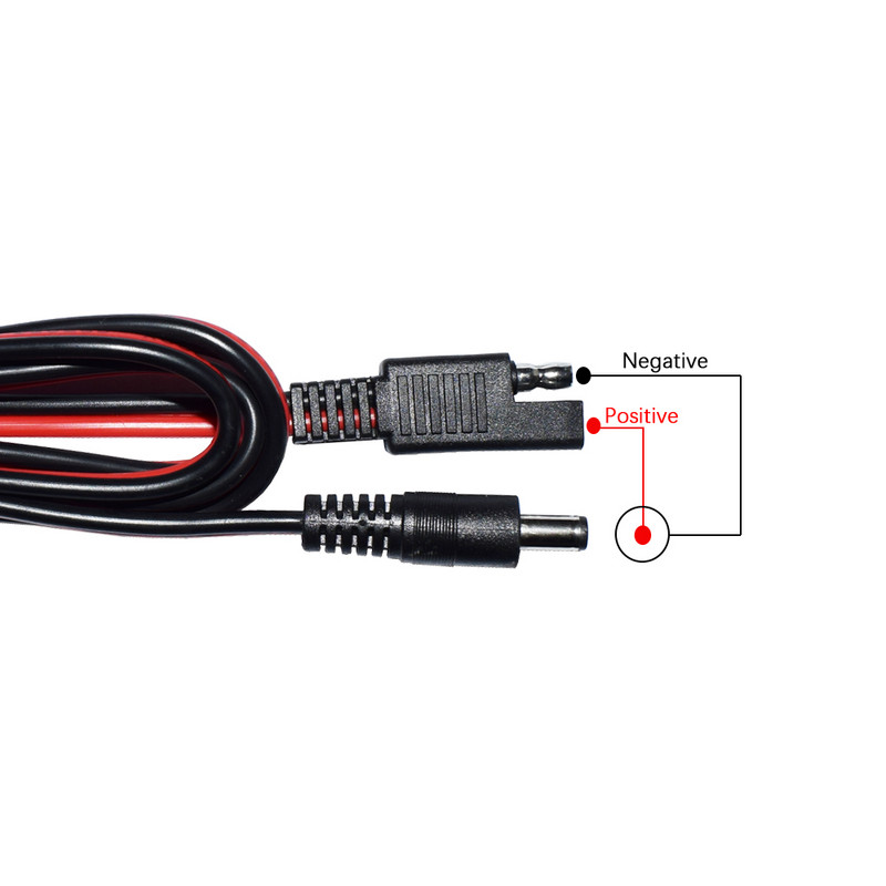 SAE spraudnis līdzstrāvas 5,5 mm x 2,1 mm vīrišķajiem kabeļiem ar SAE polaritātes reversu un 8 mm līdzstrāvas adapteri automobiļu RV saules paneļa 4,92 FT/1,5 m