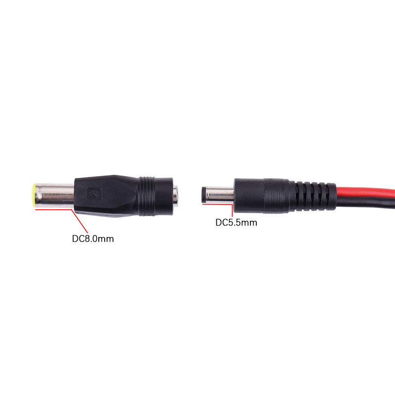 SAE spraudnis līdzstrāvas 5,5 mm x 2,1 mm vīrišķajiem kabeļiem ar SAE polaritātes reversu un 8 mm līdzstrāvas adapteri automobiļu RV saules paneļa 4,92 FT/1,5 m