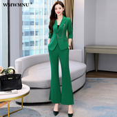 Uredska dama Elegantna jakna dugih rukava s lancem bez podstave i odijelo s širokim hlačama visokog struka Vintage dvodijelni komplet ženske odjeće