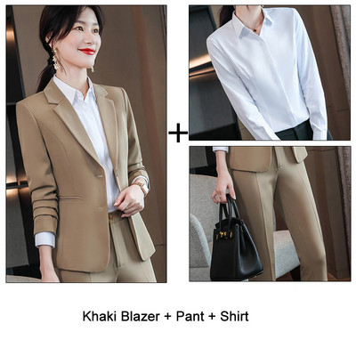 Γυναικείο Blazer κομψό παντελόνι σετ δύο τεμαχίων Επαγγελματικό προσαρμοσμένο κοστούμι Παντελόνι γραφείου Lady Kit Κομψό σακάκι επίσημα παλτό 2022