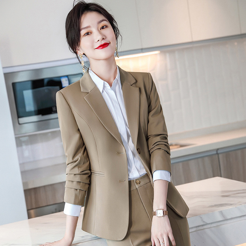 Γυναικείο Blazer κομψό παντελόνι σετ δύο τεμαχίων Επαγγελματικό προσαρμοσμένο κοστούμι Παντελόνι γραφείου Lady Kit Κομψό σακάκι επίσημα παλτό 2022