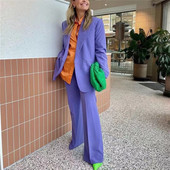 Γυναικεία Casual κίτρινα χαλαρά κοστούμια ζιβάγκο 2022 Άνοιξη Κομψά γυναικεία μονόχρωμα ίσια παντελόνια Γυναικεία ασορτί φόρμα με διπλό στήθος