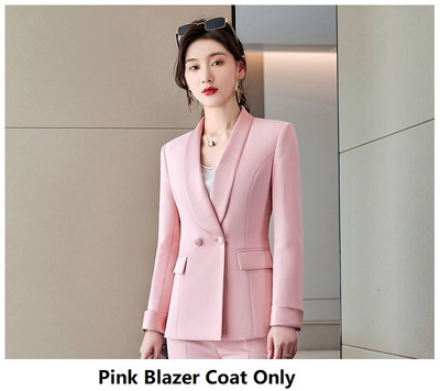 Κομψά ροζ επίσημα επαγγελματικά γυναικεία επαγγελματικά κοστούμια Άνοιξη Καλοκαίρι ομοιόμορφα στυλ Εργασίας γραφείου Κοστούμια Συνέντευξη καριέρας