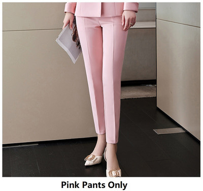 Κομψά ροζ επίσημα επαγγελματικά γυναικεία επαγγελματικά κοστούμια Άνοιξη Καλοκαίρι ομοιόμορφα στυλ Εργασίας γραφείου Κοστούμια Συνέντευξη καριέρας