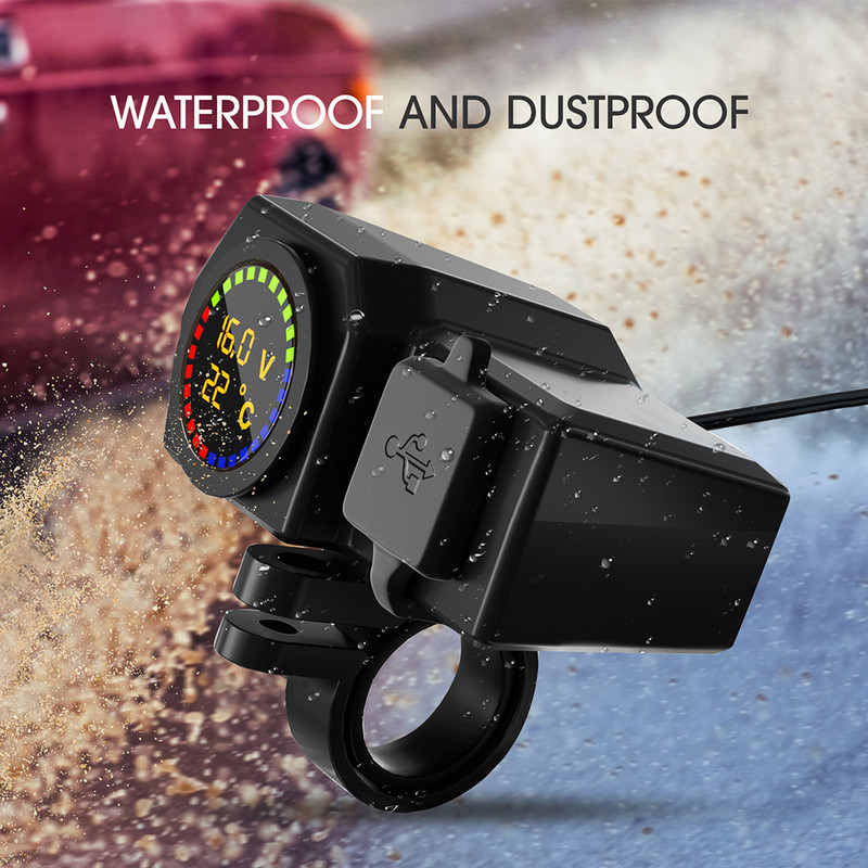 1–3 USB motociklo įkroviklis su temperatūros įtampos ekranu motociklo vairo maitinimo šaltinio adapterio priedai