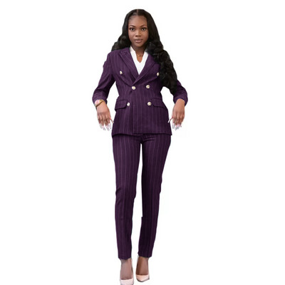 Costume pentru pantaloni pentru mama păsării, cu dungi verde vânător, set de blazer pentru sărbătorire pe stradă, pentru petrecere de seară, îmbrăcăminte de bal 2 piese