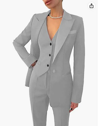 Naiste äriülikonna komplekt, 3-osaline sälklapiga üherealine vest kontoritööks naiste ülikonnad (bleiser+vest+püksid)