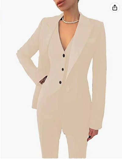 Naiste äriülikonna komplekt, 3-osaline sälklapiga üherealine vest kontoritööks naiste ülikonnad (bleiser+vest+püksid)