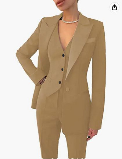 Naiste äriülikonna komplekt, 3-osaline sälklapiga üherealine vest kontoritööks naiste ülikonnad (bleiser+vest+püksid)