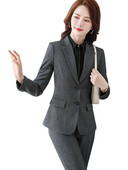 Μαύρο Μπλε Γκρι Σετ 2 τεμαχίων Γυναικείο Παντελόνι Γραφείο Γυναικείο Επίσημο Επαγγελματικό Επαγγελματικό Σακάκι και παντελόνι