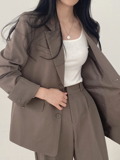 Syiwidii Blazer Femei 2023 Nou Solid cu mânecă lungă crestat modă coreeană Button Up Costume lungi Office Damă Elegant Casual Blazer