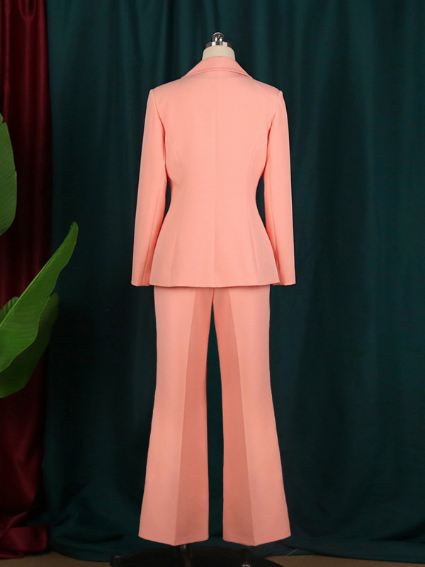 Kompleti sakoa za poslovne žene 2 komada Ružičasta jakna Široke nogavice Hlače Odijelo Elegantna jesen zima Svečana odijela Uredska odjeća za zabave