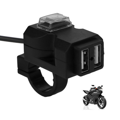 Cu comutator Încărcător USB pentru motociclete Încărcător rapid pentru mașină, Adaptor pentru telefon mobil, afișaj digital de 2,4 A