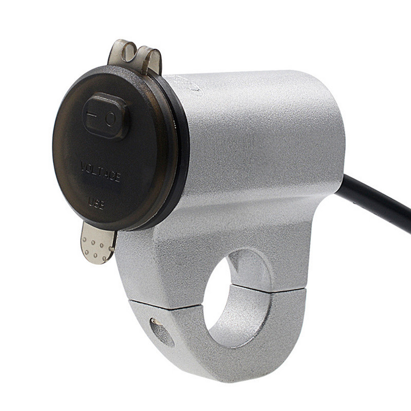 Cu comutator Încărcător USB pentru motociclete Încărcător rapid pentru mașină, Adaptor pentru telefon mobil, afișaj digital de 2,4 A