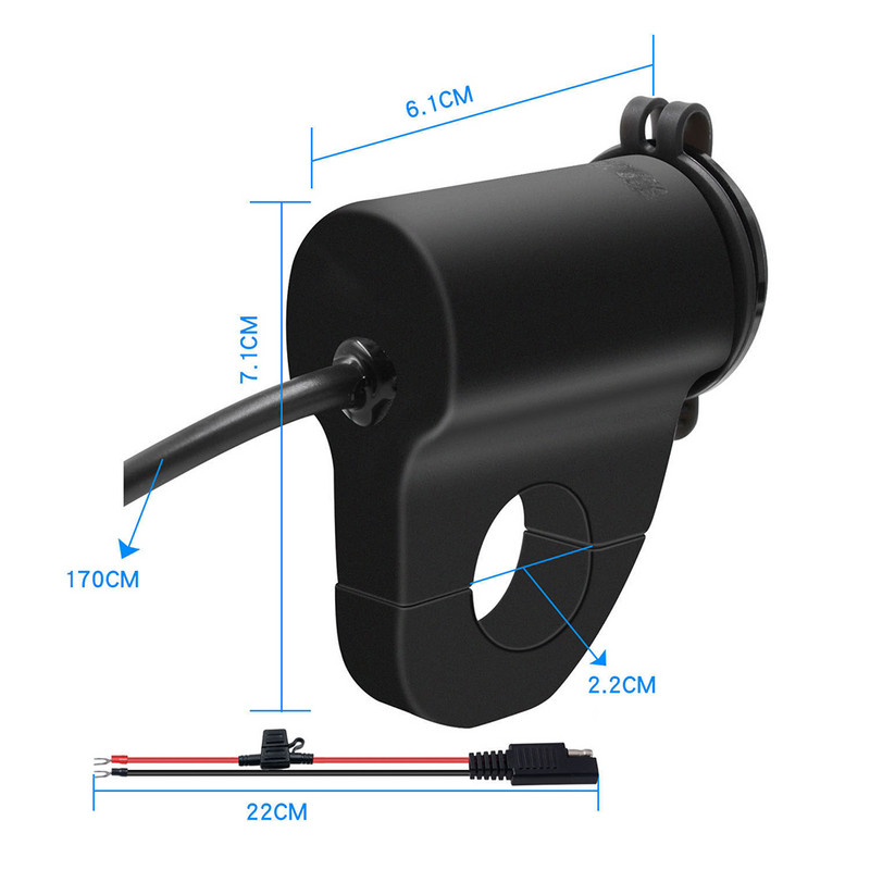 Cu comutator Încărcător USB pentru motociclete Încărcător rapid pentru mașină, Adaptor pentru telefon mobil, afișaj digital de 2,4 A