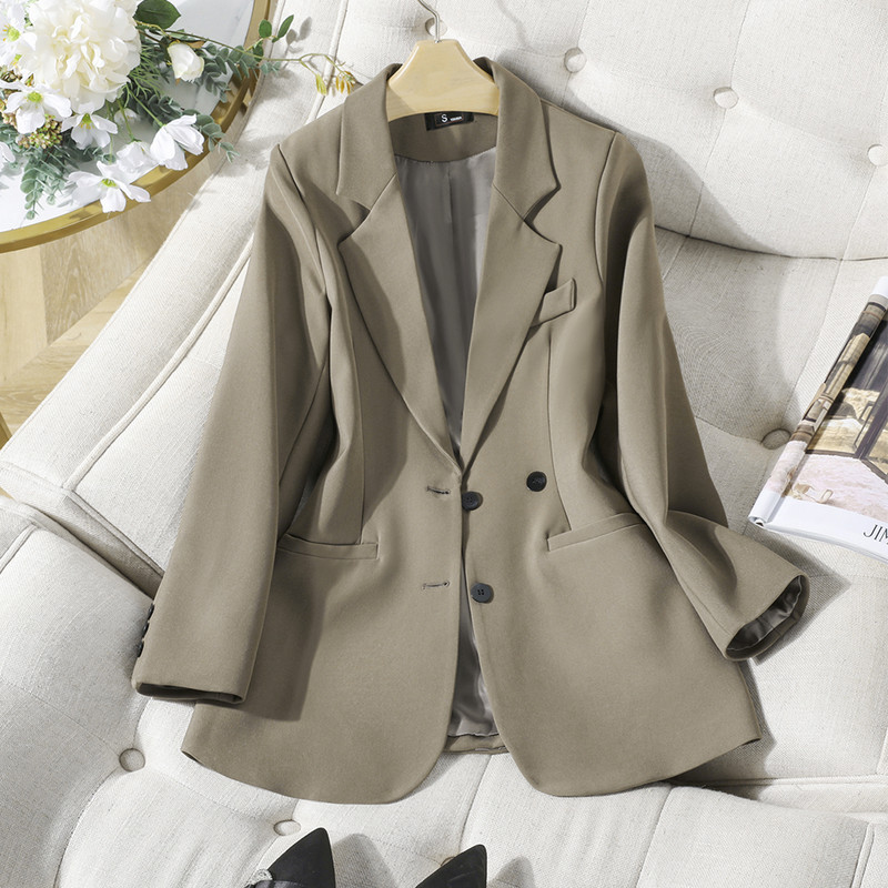 Augstas kvalitātes sieviešu biroja bikškostīms sievietēm ar garām piedurknēm, vienrindas kafija zils, melns, divu gabalu komplekts darbam