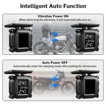 Deelife Motorbike TPMS Система за наблюдение на налягането в мотоциклетните гуми за Moto Motor Bike Scooter 2 Wheels Tire Sensor Solar TMPS