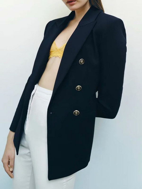 ZA ülikond + püksid 2021 suvine uus naiste metsik kaherealine vabaaja bleiser + nööbiga kõrge vöökohaga püksid professionaalsed rõivad