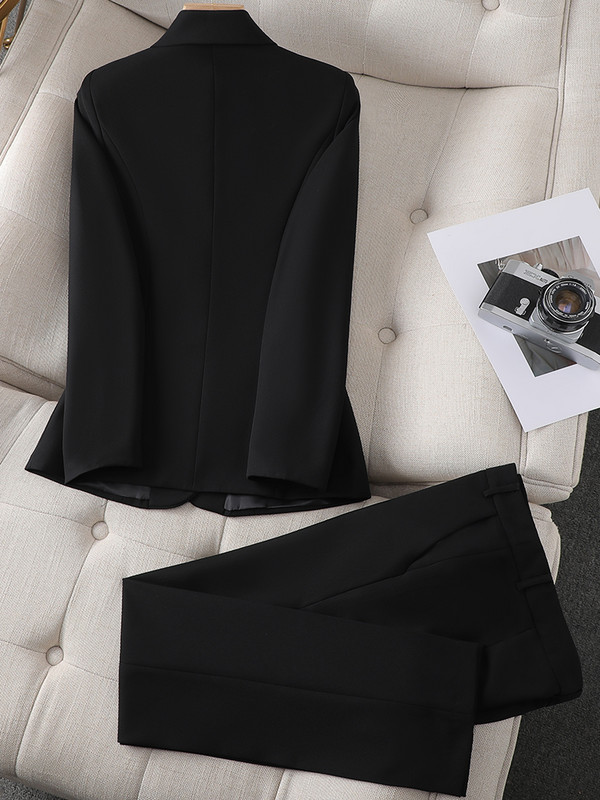 Γυναικείο κοστούμι παντελόνι επίσημο επαγγελματικό φόρεμα και παντελόνι χακί ροζ μαύρο γυναικείο μακρυμάνικο σετ 2 τεμαχίων