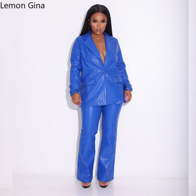 Lemin Gina kunstnahast naiste komplekt, bleisertop ja sirged püksid, kostüüm, kaks 2-osalist komplekti, naiste stiilne spordidress, PU Elegang varustus