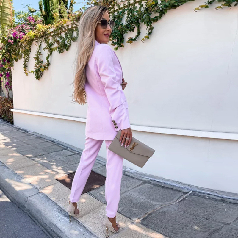 VANHAO elegantsed naiste püksid ja pikkade varrukatega bleiser, sobivad kontorirõivad, daami šikk kaheosaline komplekt 2022 hulgimüük