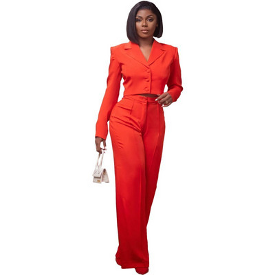 Naiste vabaaja kaheosaline pikkade varrukatega ülikond + pükskostüüm ühevärvilised sirge säärega püksid, sügisese üherealised õhukesed naisteriided