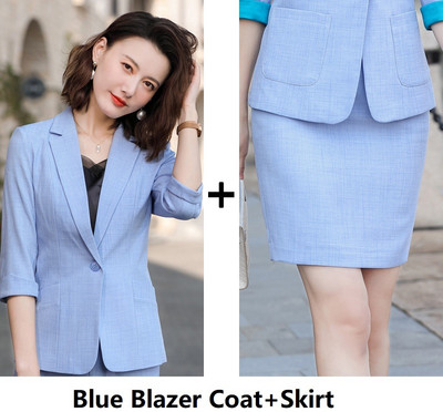 Pavasara vasaras oficiāli biznesa uzvalki ar biksēm un jakām Mētelis ar puspiedurknēm Pavasara vasaras biroja sieviešu profesionālo bleizeru komplekts