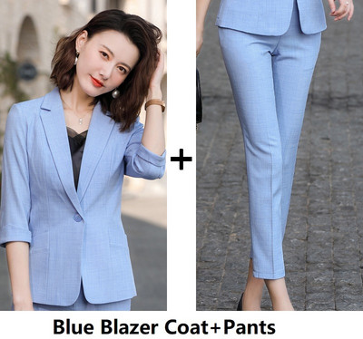 Pavasara vasaras oficiāli biznesa uzvalki ar biksēm un jakām Mētelis ar puspiedurknēm Pavasara vasaras biroja sieviešu profesionālo bleizeru komplekts