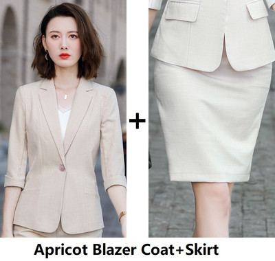 Pavasara vasaras oficiāli biznesa uzvalki ar biksēm un jakām Mētelis ar puspiedurknēm Pavasara vasaras biroja sieviešu profesionālo bleizeru komplekts