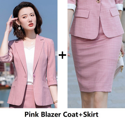 Pavasara vasaras oficiāli biznesa uzvalki ar biksēm un jakām Mētelis ar puspiedurknēm Pavasara vasaras biroja sieviešu profesionālo bleizeru komplekts