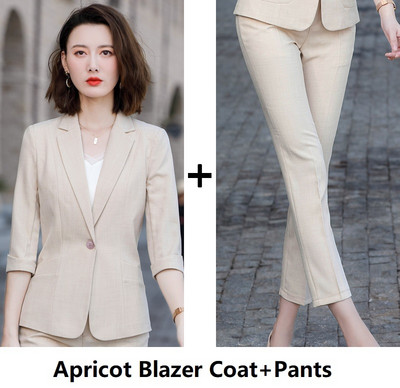 Pavasara vasaras oficiāli biznesa uzvalki ar biksēm un jakām Mētelis ar puspiedurknēm Pavasara vasaras biroja sieviešu profesionālo bleizeru komplekts