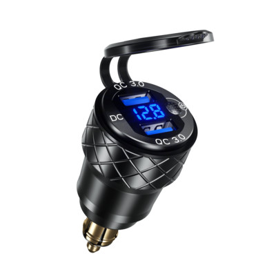 Divkāršs QC3.0 ātrās uzlādes DIN ligzdas USB strāvas adapteris BMW R1200GS R1200RT Triumph Tiger Ducati Hella motociklu lādētājam