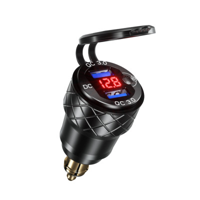 Divkāršs QC3.0 ātrās uzlādes DIN ligzdas USB strāvas adapteris BMW R1200GS R1200RT Triumph Tiger Ducati Hella motociklu lādētājam