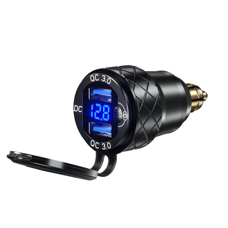 Divkāršs QC3.0 ātrās uzlādes DIN ligzdas USB strāvas adapteris BMW R1200GS R1200RT Triumph Tiger Ducati Hella motociklu lādētājam