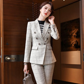 În carouri Formal Carieră Blazere Costume Doamne Birou Uniforme Formale Modele Pantaloni Femei Profesioniste Imbracaminte de Afaceri Imbracaminte