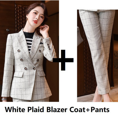 În carouri Formal Carieră Blazere Costume Doamne Birou Uniforme Formale Modele Pantaloni Femei Profesioniste Imbracaminte de Afaceri Imbracaminte